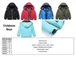 Boys waterproof fleece-lined winter coat assorted colors size chart